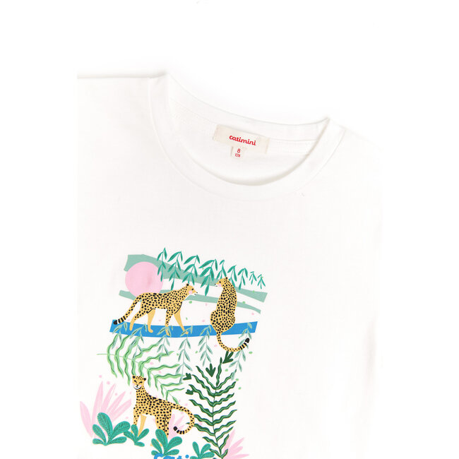 CATIMINI GIRLS SS TEE W/ LEOPARD JUNGLE GRAPHIC