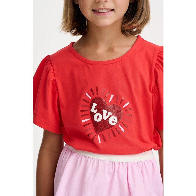 CATIMINI GIRLS FLOUNCY SLEEVE TEE W/ "LOVE" GRAPHIC