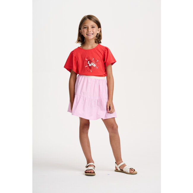 CATIMINI GIRLS FLOUNCY SLEEVE TEE W/ "LOVE" GRAPHIC