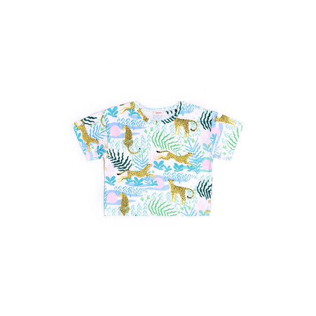 CATIMINI GIRLS SS TEE W/ ALLOVER JUNGLE PRINT