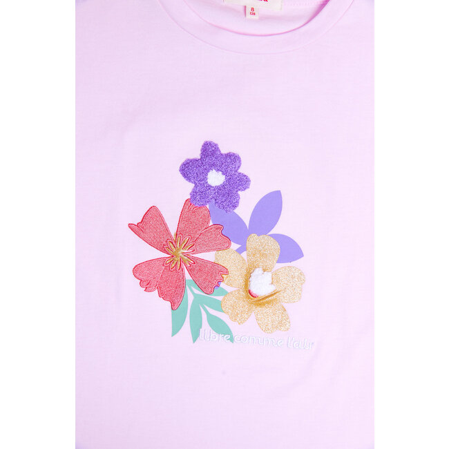 CATIMINI GIRLS SS TEE W/ MULICOLORED FLORAL GRAPHIC