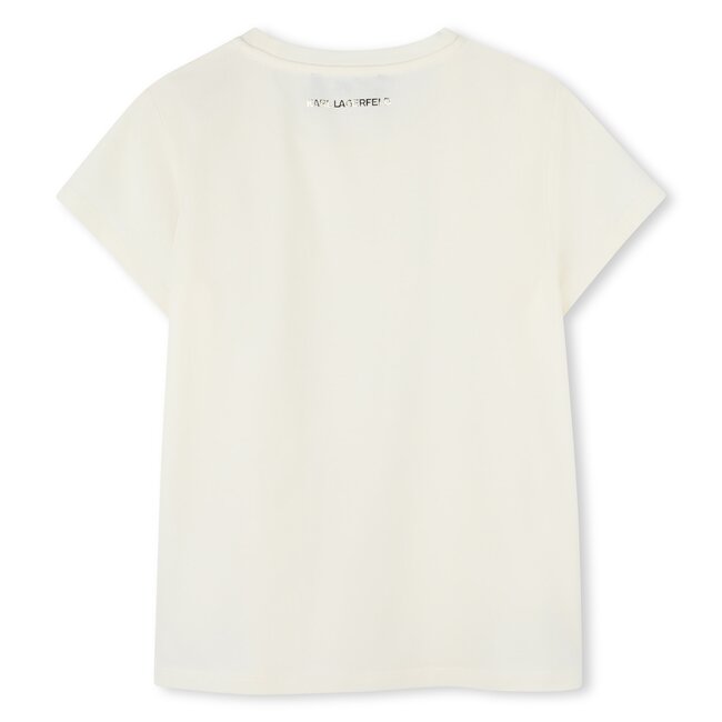 KARL LAGERFELD GIRLS IVORY SHORT SLEEVES TEE-SHIRT