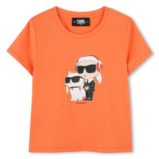KARL LAGERFELD GIRLS POPPY GRAPHIC SHORT SLEEVES TEE-SHIRT