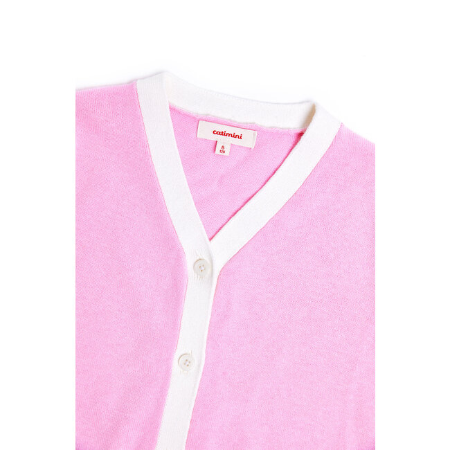CATIMINI GIRLS KNIT SWEATER W/ CONTRAST TRIMMING