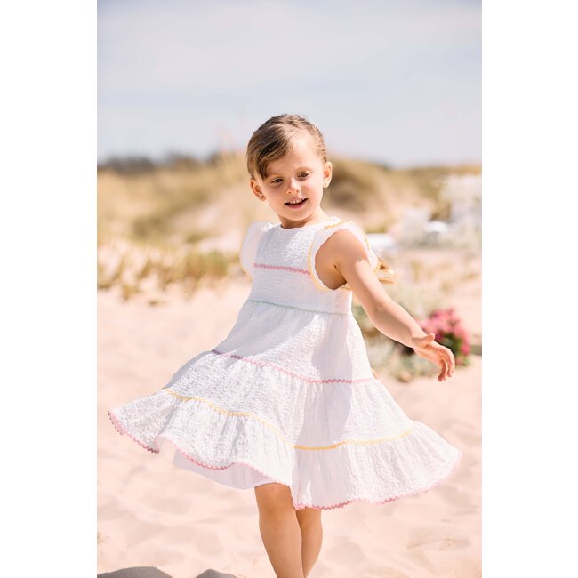 PATACHOU DRESS MINI GIRL COLORS - WHITE