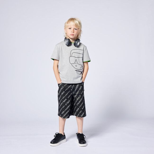 KARL LAGERFELD BOYS GREY MARL SHORT SLEEVES TEE-SHIRT WITH ILLUSTRATION