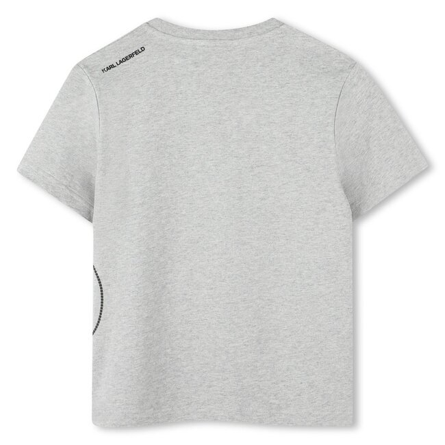 KARL LAGERFELD BOYS GREY MARL SHORT SLEEVES TEE-SHIRT WITH ILLUSTRATION