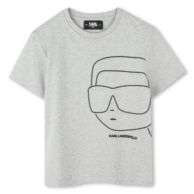 KARL LAGERFELD BOYS GREY MARL SHORT SLEEVES TEE-SHIRT WITH ILLUSTRATION