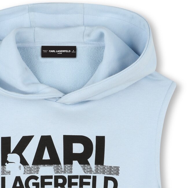 KARL LAGERFELD BOYS  PALE BLUE SLEEVELESS HOODED SWEATSHIRT