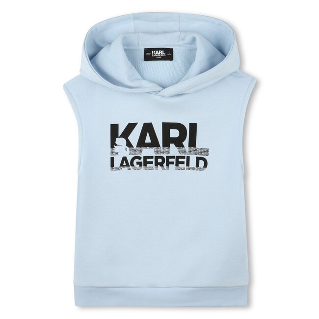 KARL LAGERFELD BOYS  PALE BLUE SLEEVELESS HOODED SWEATSHIRT