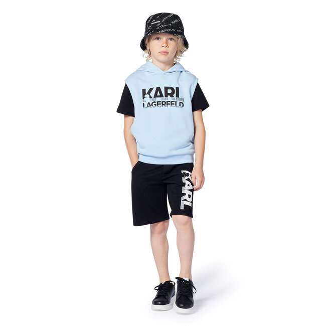 KARL LAGERFELD BOYS  PALE BLUE SLEEVELESS HOODED SWEATSHIRT
