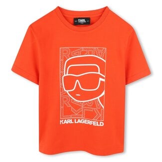 KARL LAGERFELD BOYS ORANGE GRAPHIC SHORT SLEEVE T-SHIRT