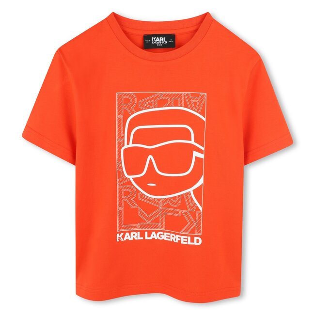 KARL LAGERFELD BOYS ORANGE GRAPHIC SHORT SLEEVE T-SHIRT