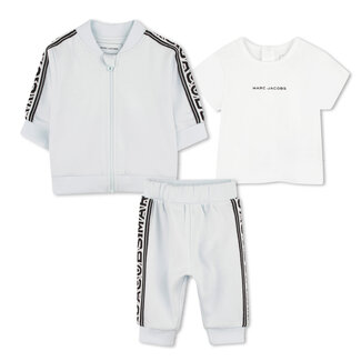 THE MARC JACOBS BOYS PALE BLUE T-SHIRT AND TRACKSUIT SET
