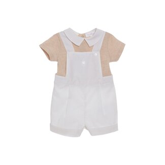 PATACHOU ROMPER NEWBORN BEIGE-BEIGE STRIPES S25-128