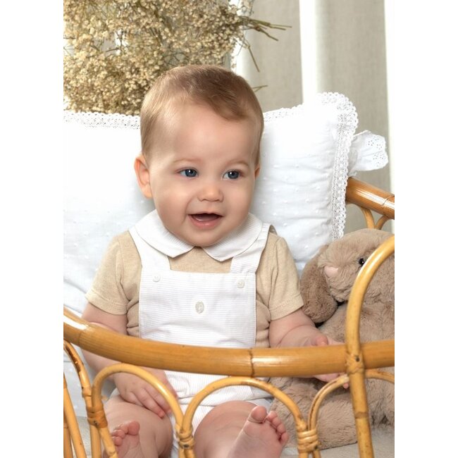 PATACHOU ROMPER NEWBORN BEIGE-BEIGE STRIPES S25-128
