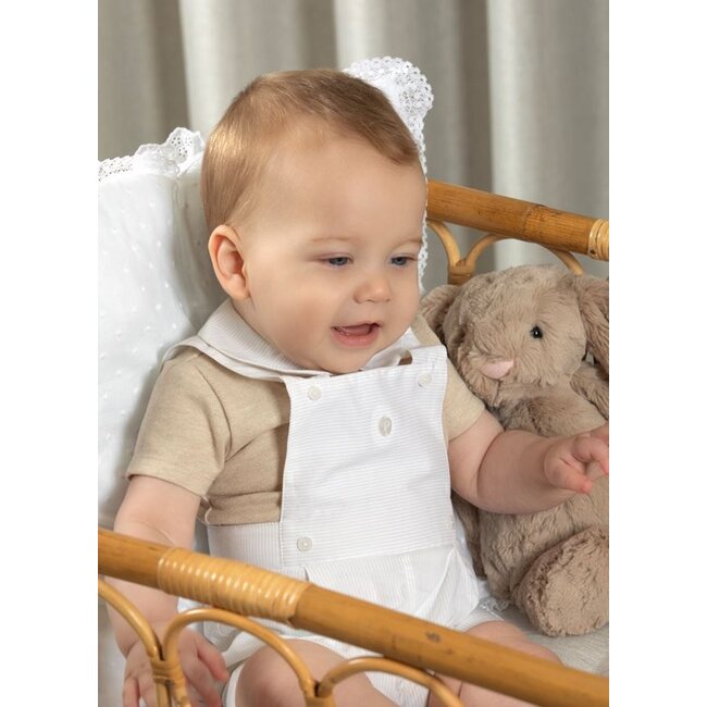 PATACHOU ROMPER NEWBORN BEIGE-BEIGE STRIPES S25-128