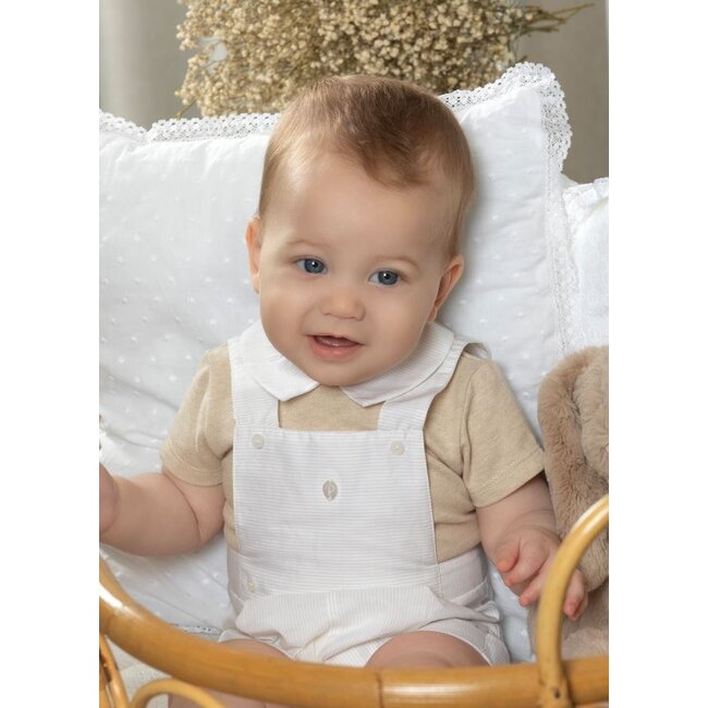PATACHOU ROMPER NEWBORN BEIGE-BEIGE STRIPES S25-128