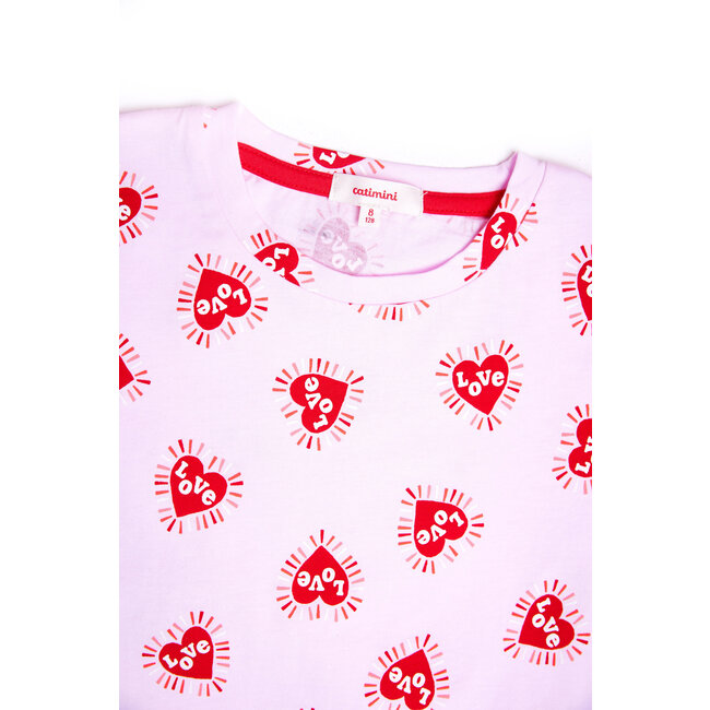 CATIMINI GIRLS SS TEE W/ ALLOVER HEARTS