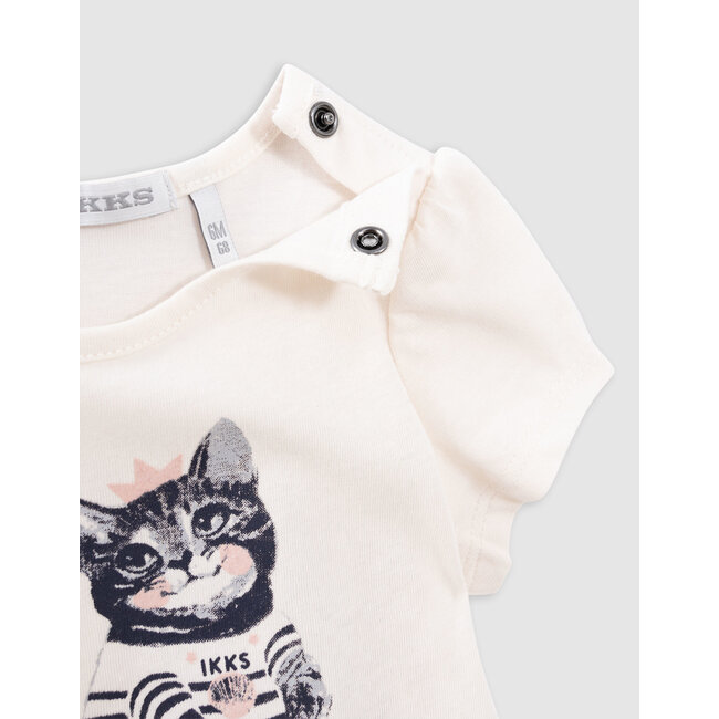 IKKS Ecru organic cotton cat-siren glitter t-shirt baby girl