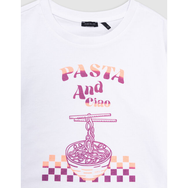 IKKS White t-shirt organic cotton visual pasta bowl for girl