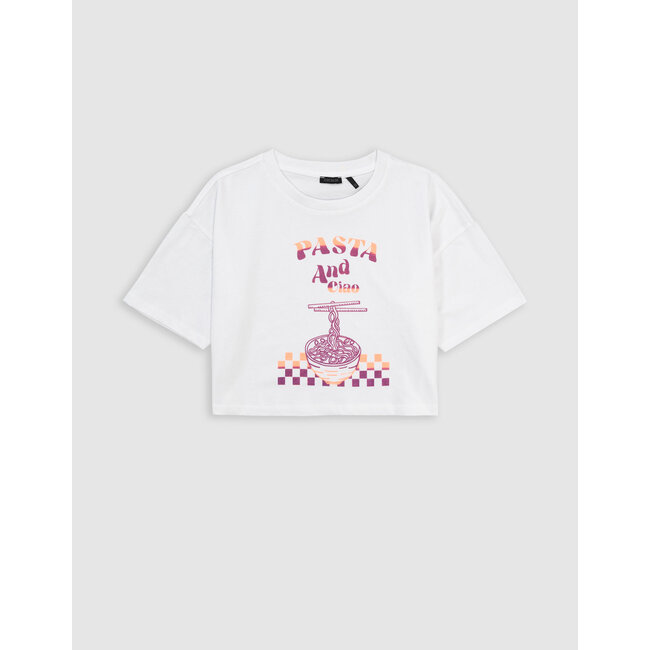 IKKS White t-shirt organic cotton visual pasta bowl for girl