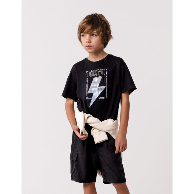 IKKS Black T-shirt with lenticular lightning motif for boys