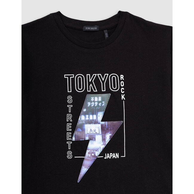 IKKS Black T-shirt with lenticular lightning motif for boys