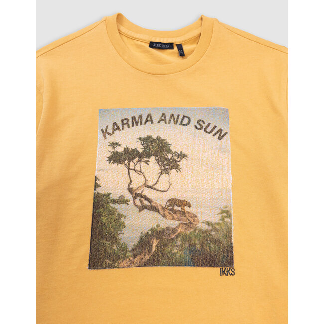 IKKS Yellow T-shirt organic cotton tiger on tree boy