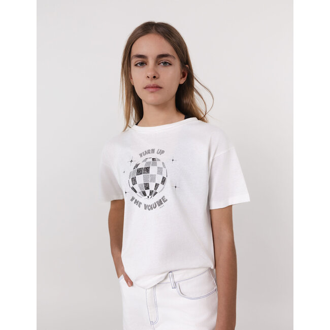 IKKS White t-shirt organic cotton faceted ball for girl