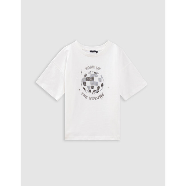 IKKS White t-shirt organic cotton faceted ball for girl