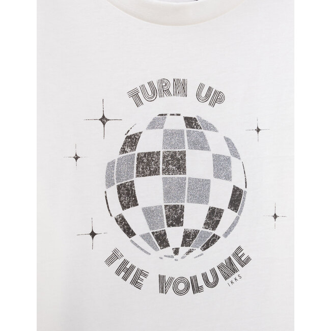 IKKS White t-shirt organic cotton faceted ball for girl