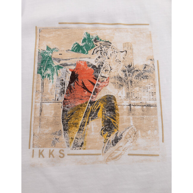 IKKS Men's white organic cotton tiger head t-shirt for boy