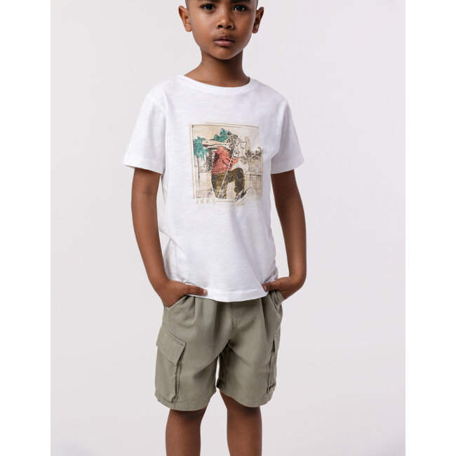 IKKS Men's white organic cotton tiger head t-shirt for boy