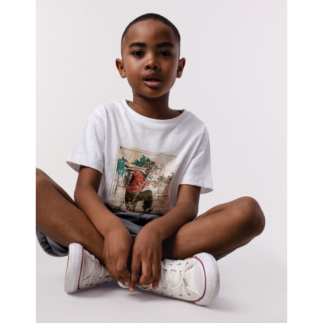 IKKS Men's white organic cotton tiger head t-shirt for boy