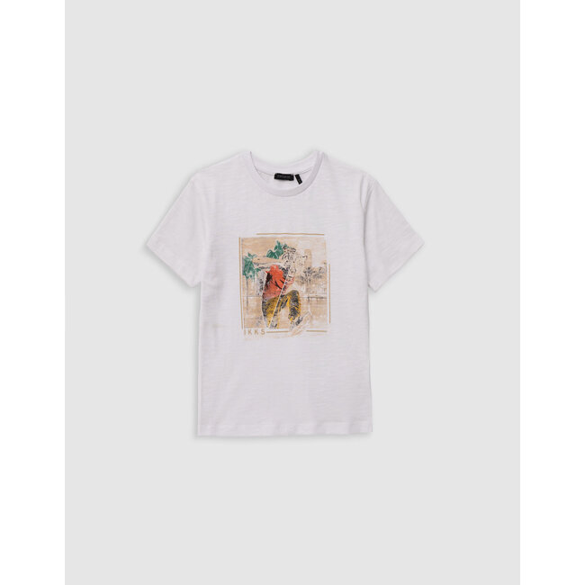 IKKS Men's white organic cotton tiger head t-shirt for boy