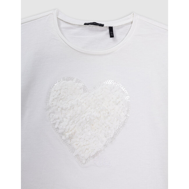 IKKS Ecru organic cotton heart t-shirt for girl