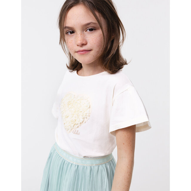 IKKS Ecru organic cotton heart t-shirt for girl