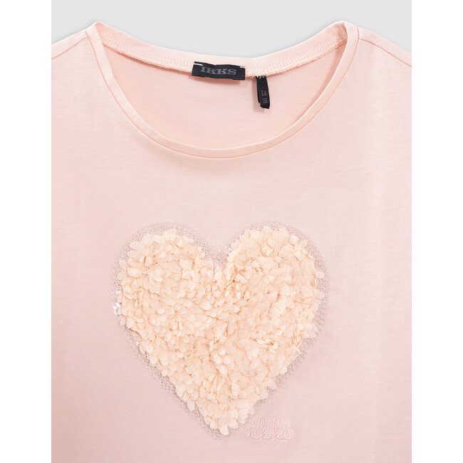 IKKS Pink t-shirt organic cotton heart relief girl