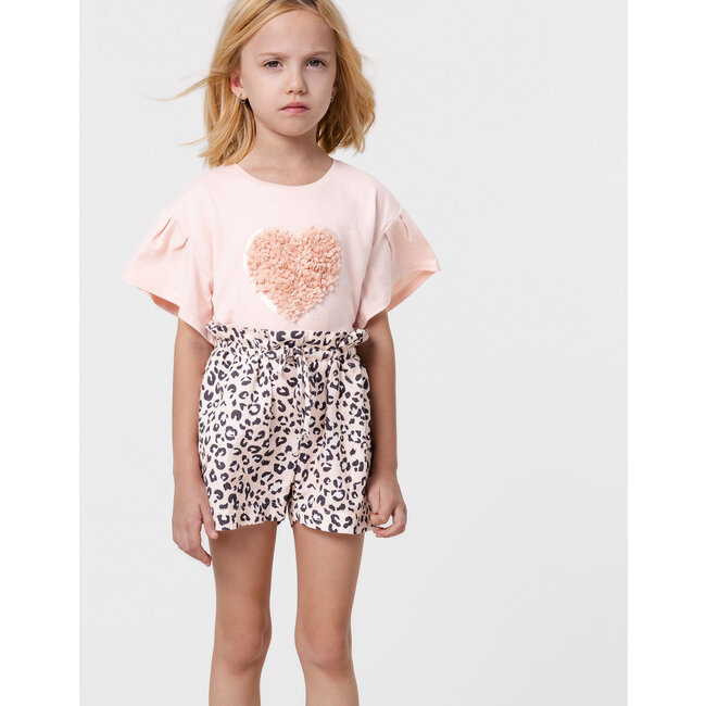 IKKS Pink t-shirt organic cotton heart relief girl