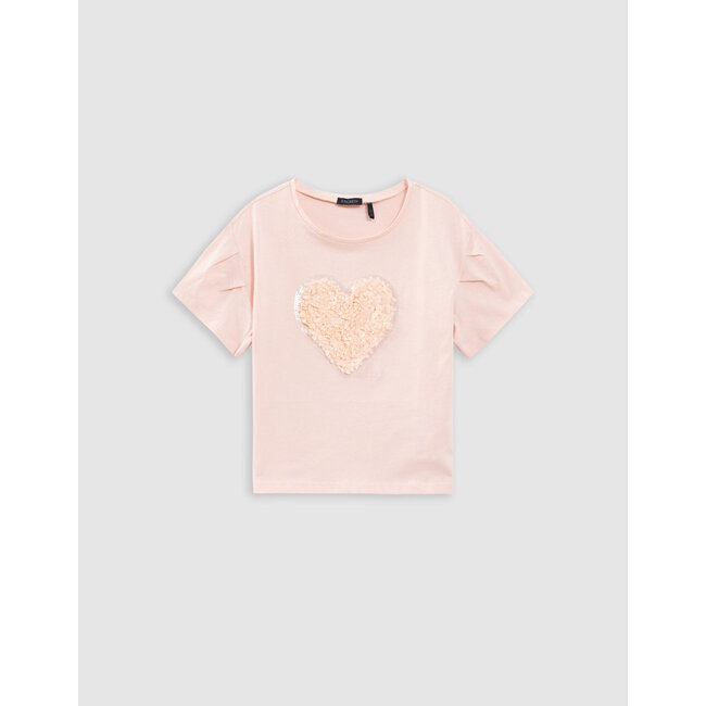 IKKS Pink t-shirt organic cotton heart relief girl
