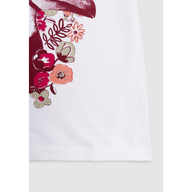 IKKS White t-shirt organic cotton toucan-flowers girl