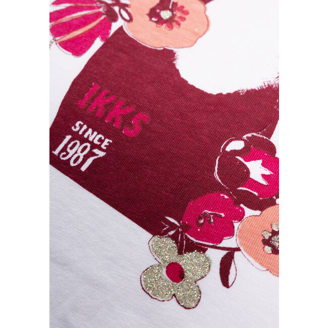 IKKS White t-shirt organic cotton toucan-flowers girl