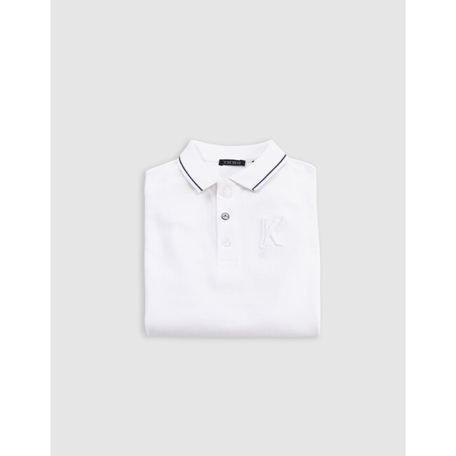 IKKS White polo shirt with K-lightning embroidery for boys