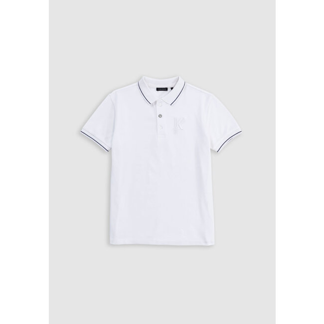 IKKS White polo shirt with K-lightning embroidery for boys