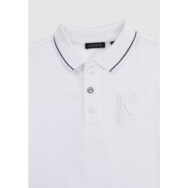 IKKS White polo shirt with K-lightning embroidery for boys