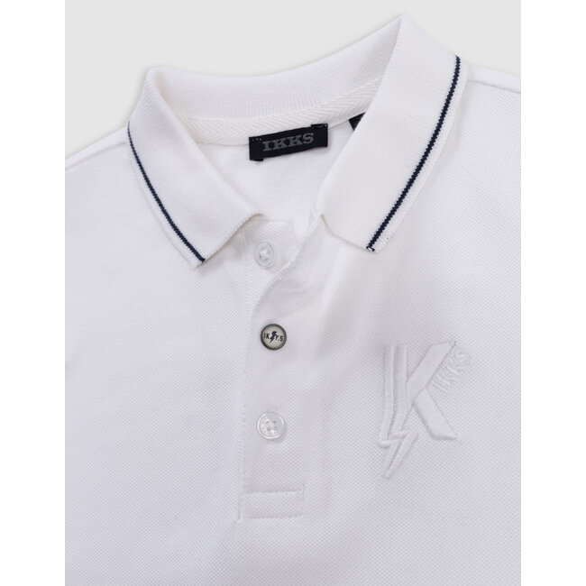 IKKS White polo shirt with K-lightning embroidery for boys