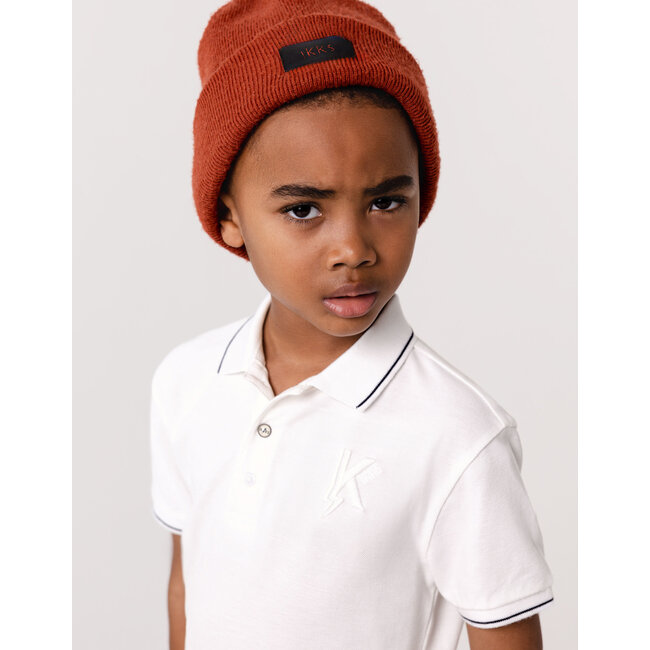 IKKS White polo shirt with K-lightning embroidery for boys