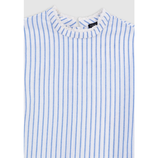 IKKS Blue stripes blouse with lace collar and basque for girl