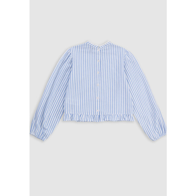 IKKS Blue stripes blouse with lace collar and basque for girl